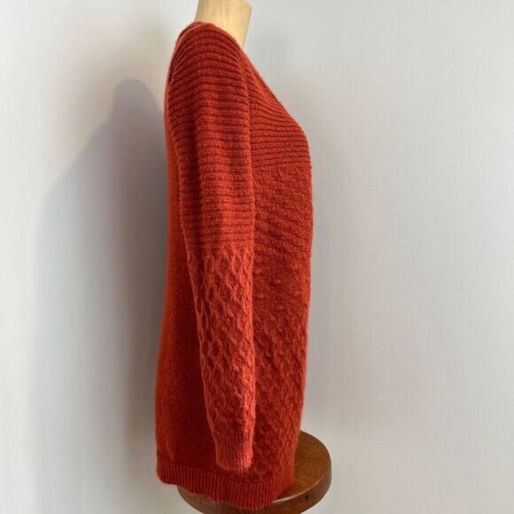 Kempson Womens Medium Burnt Orange Open Front Knit Acrylic Cardigan Sweater Boho - Picture 5 of 15